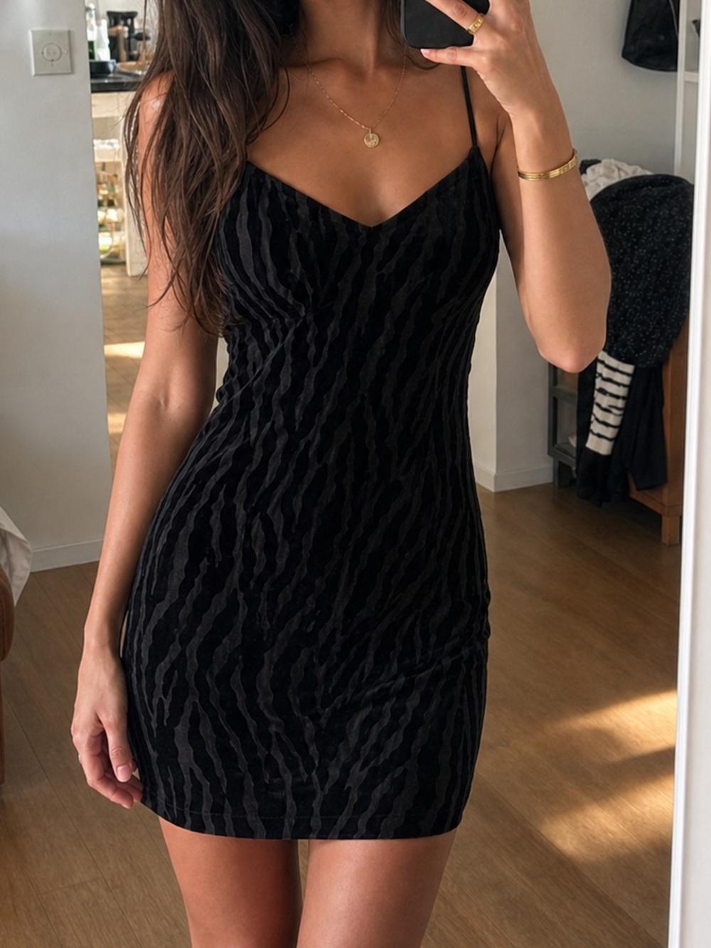 Mango Black Velvet Mini Dress